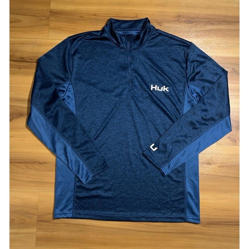 Mens HUK Fishing Icon Coldfront Quarter Zip Lightweight Pullover Shirt Jacket